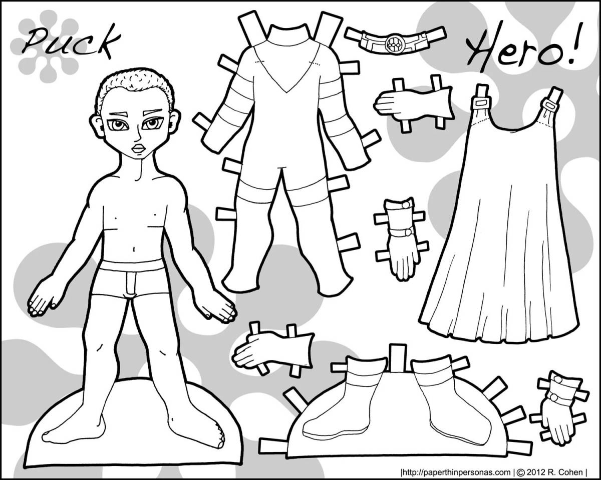 Paper doll boy with cutout clothes #14