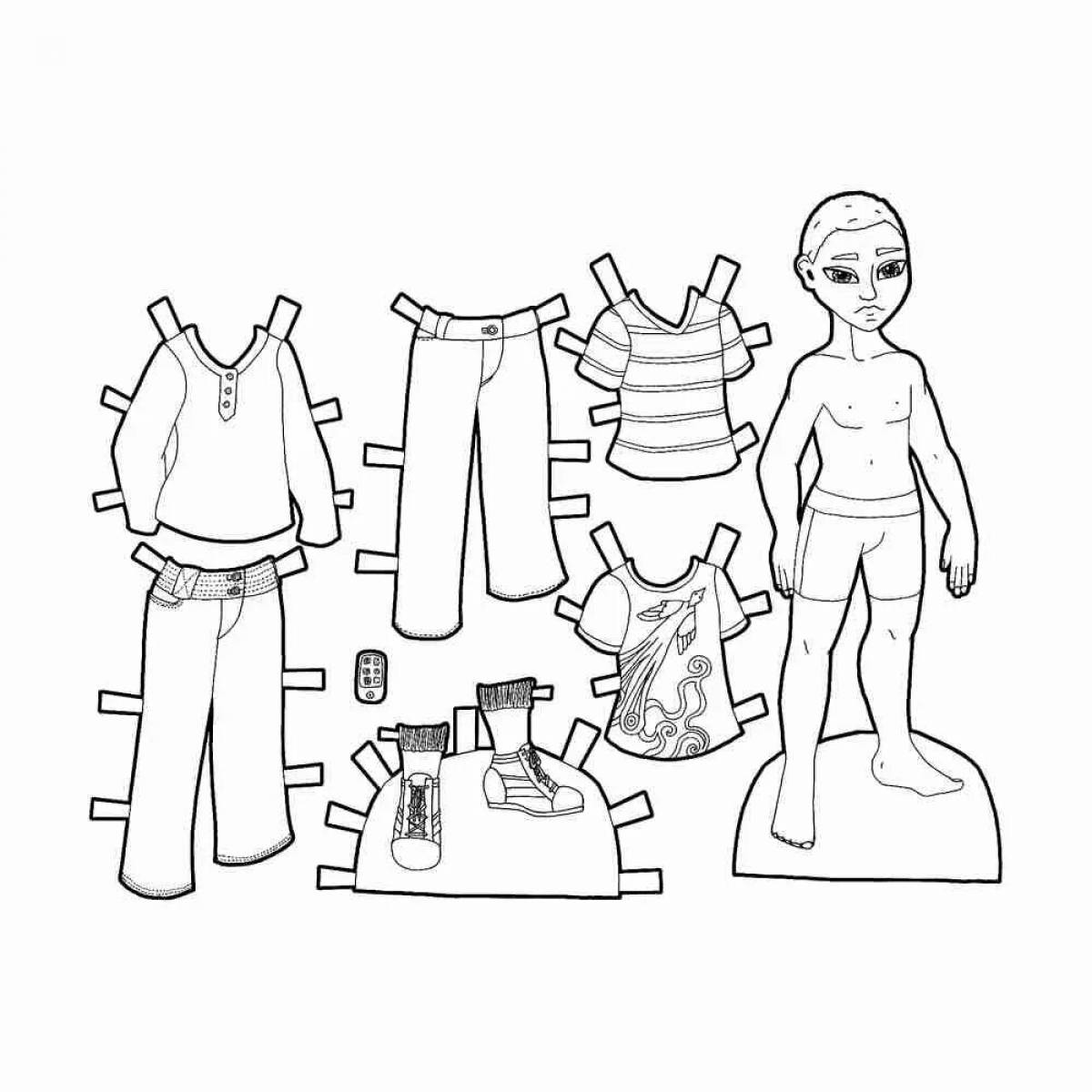 Бумажная кукла мальчик с одеждой для вырезания #20