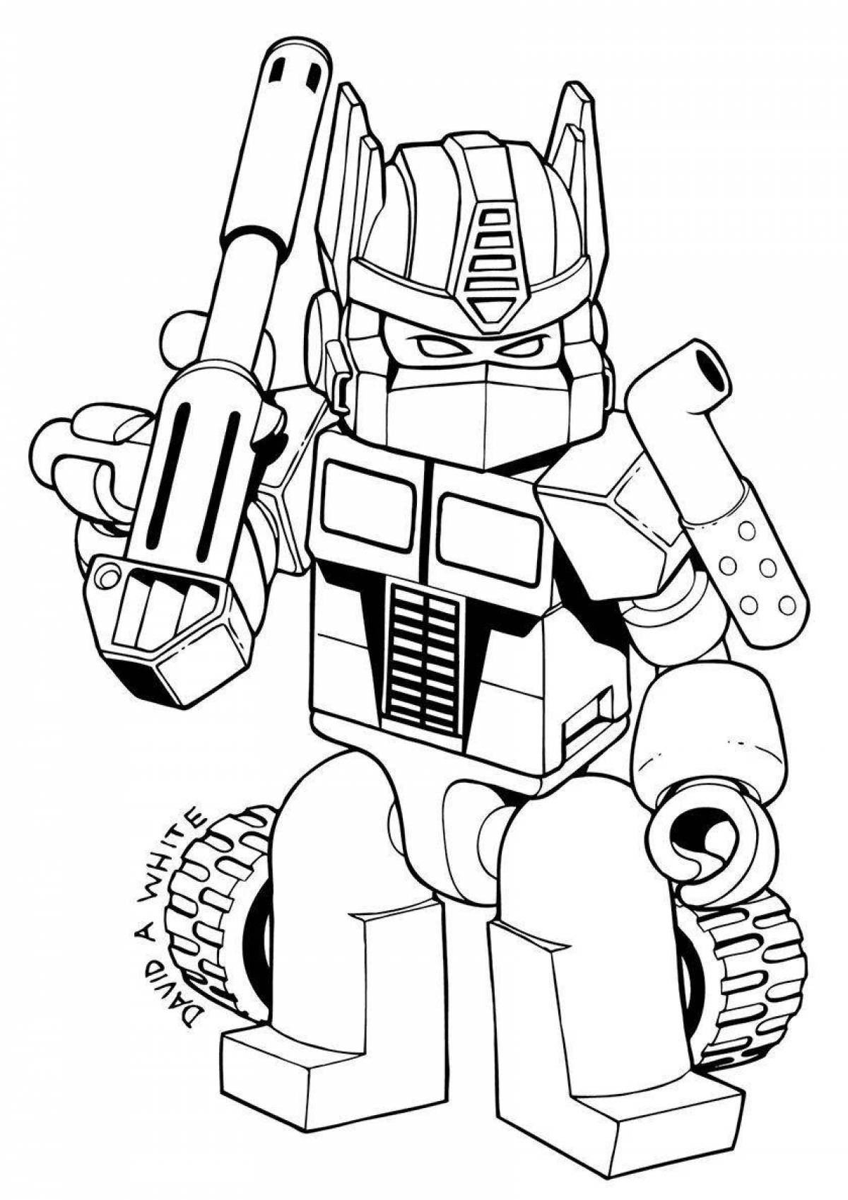 Transformers playful coloring page for 6-7 year olds
