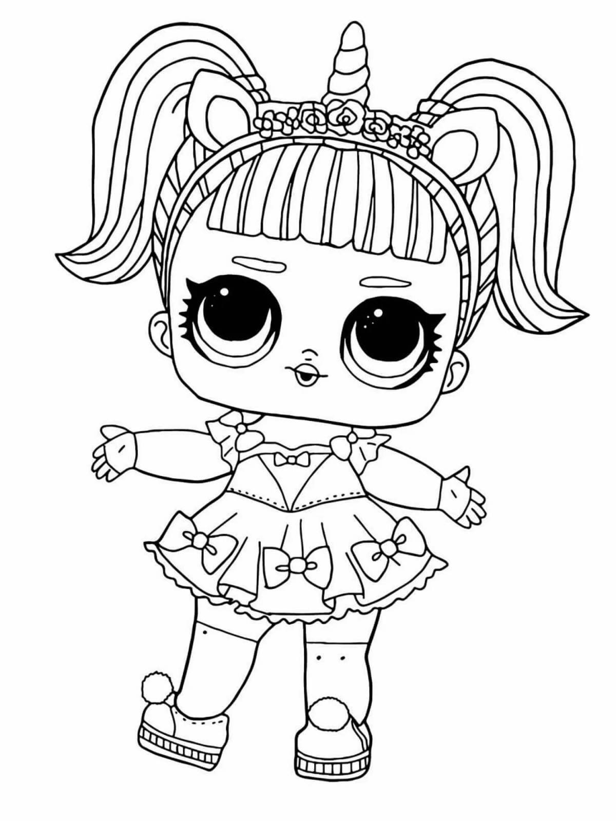 Color-crazy coloring page for kids 6-7 years old for girls lol dolls