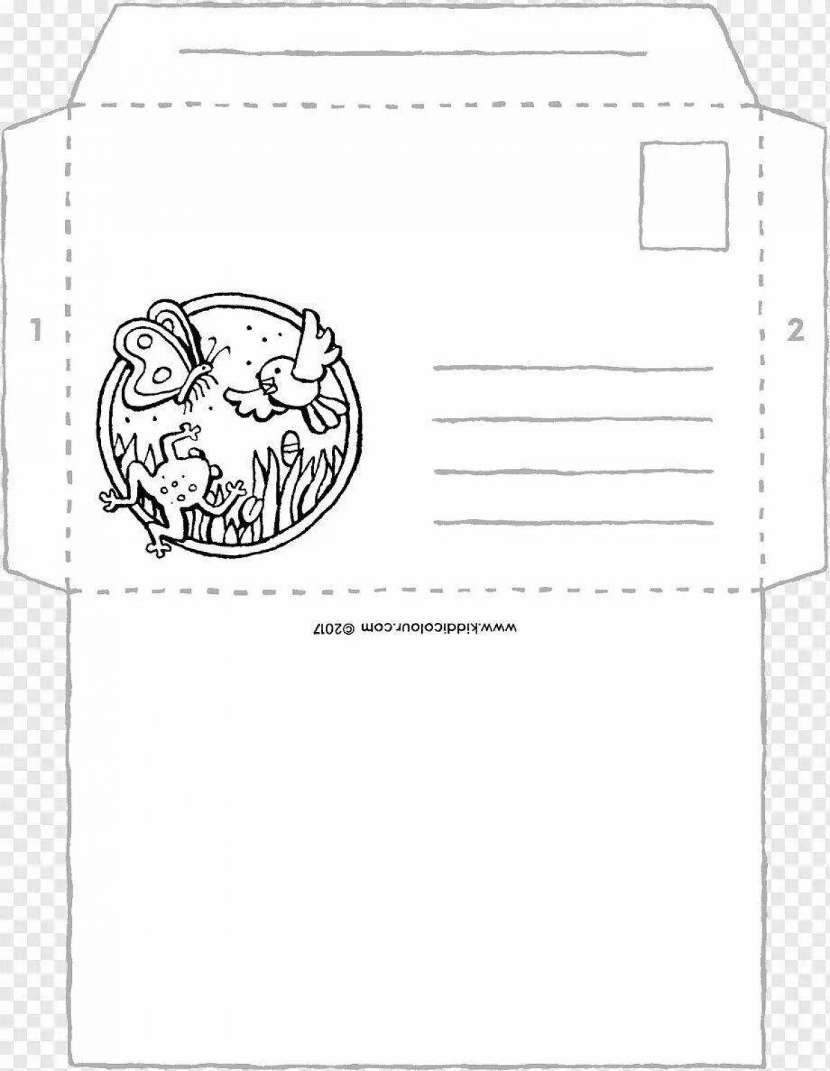 Playful envelope coloring page