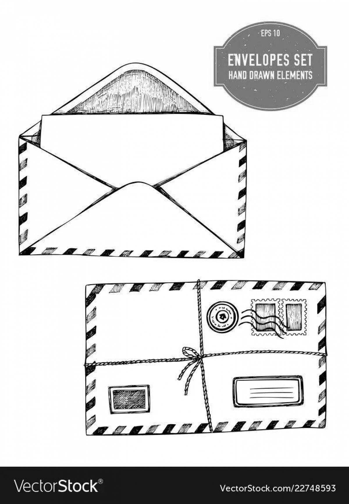Sparkling envelope coloring page