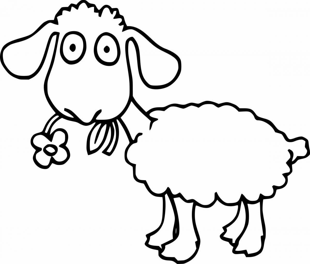 Анимированная страница раскраски овец для детей