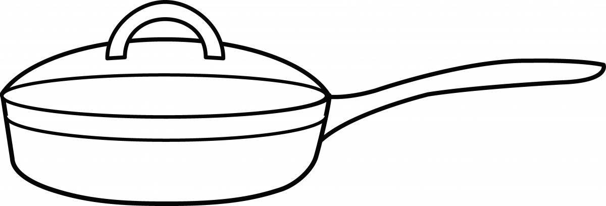Colorful frying pan coloring page for kids