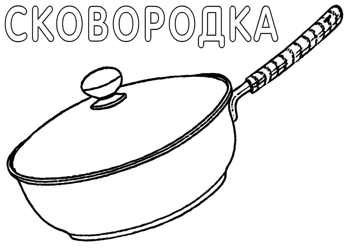 Amazing frying pan coloring page for kids