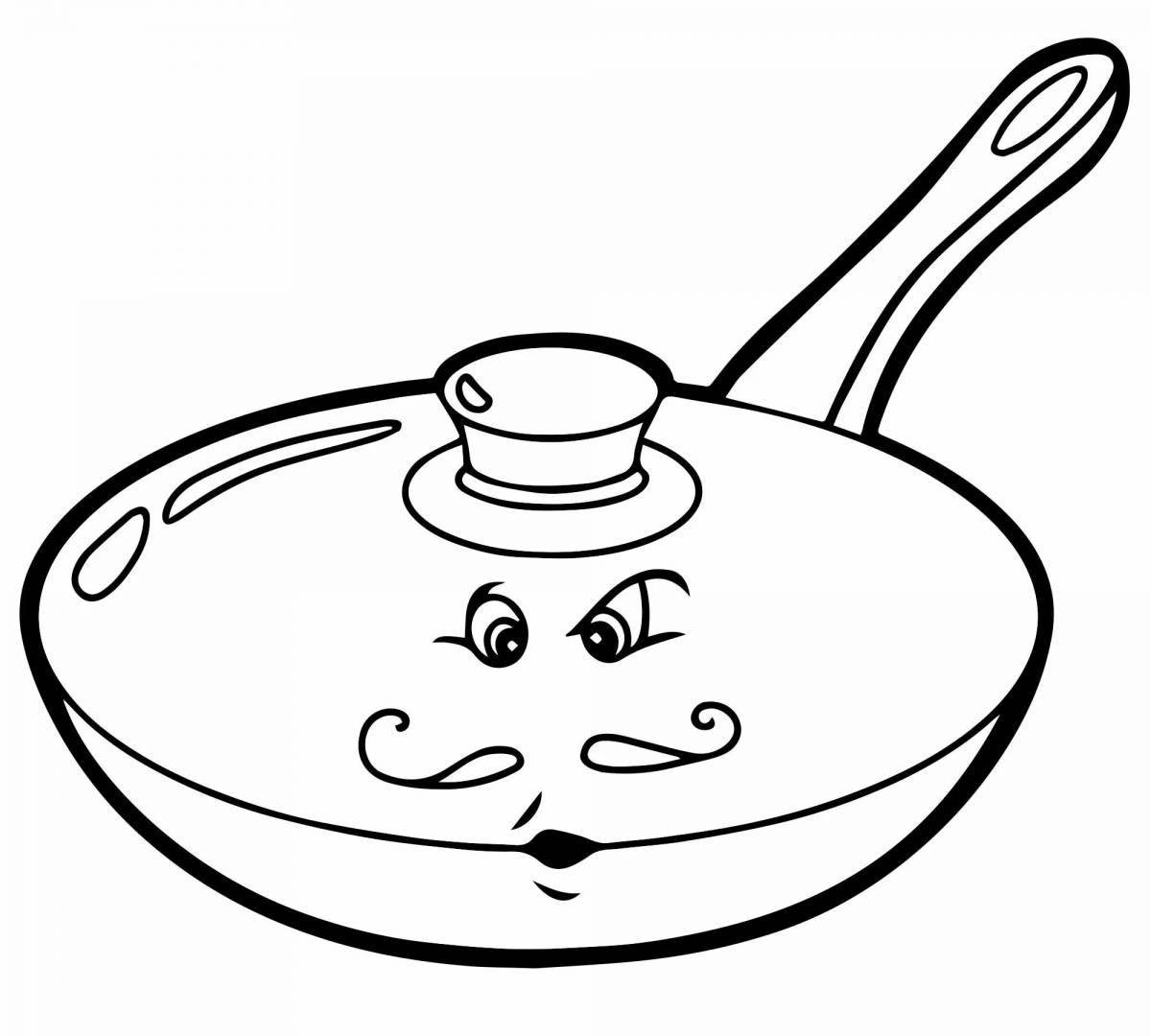 Nice frying pan coloring page for kids