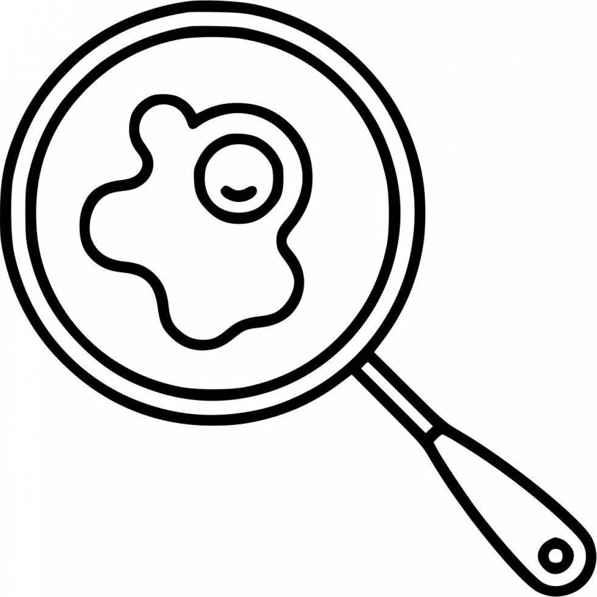 Adorable frying pan coloring page for kids