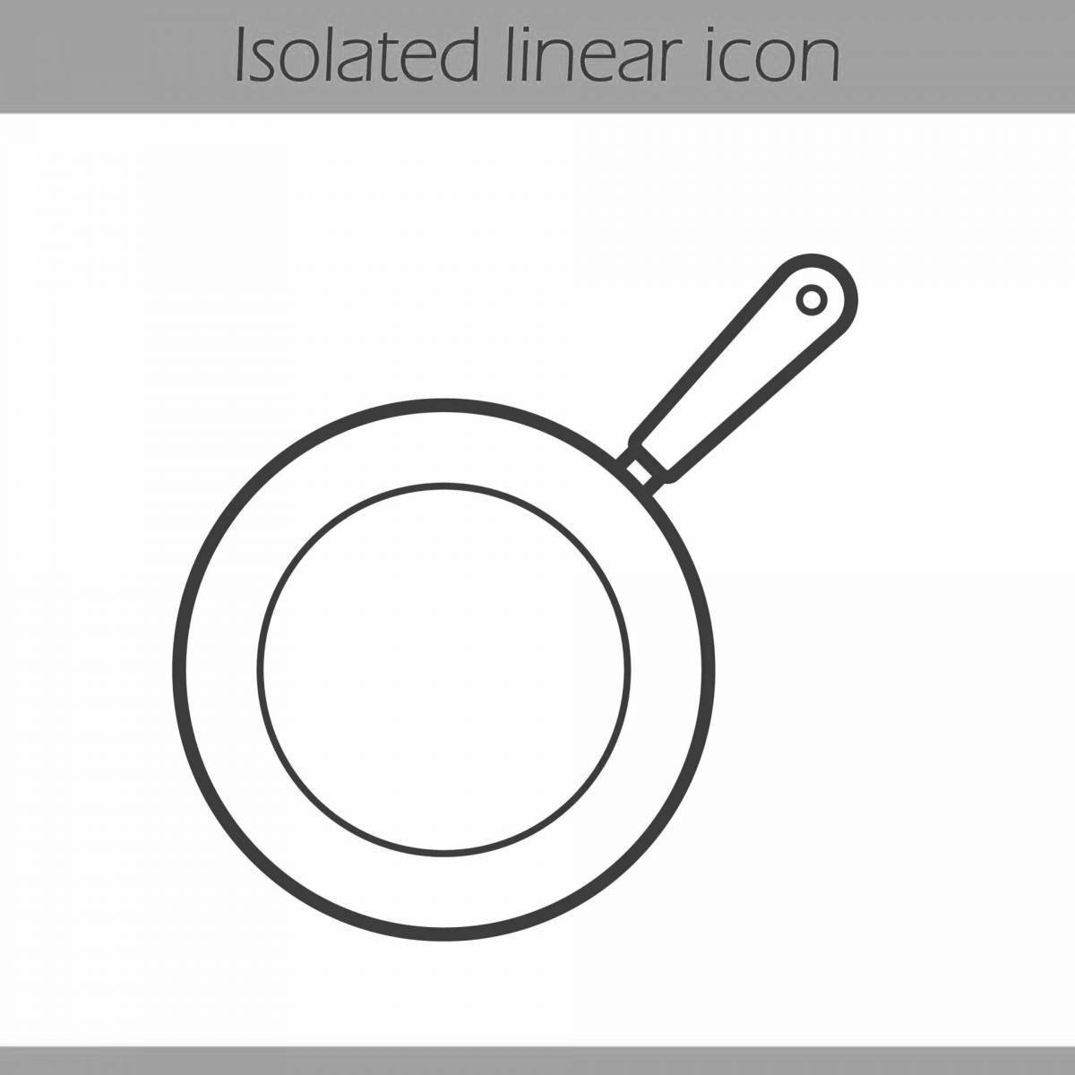Cute frying pan coloring page for toddlers