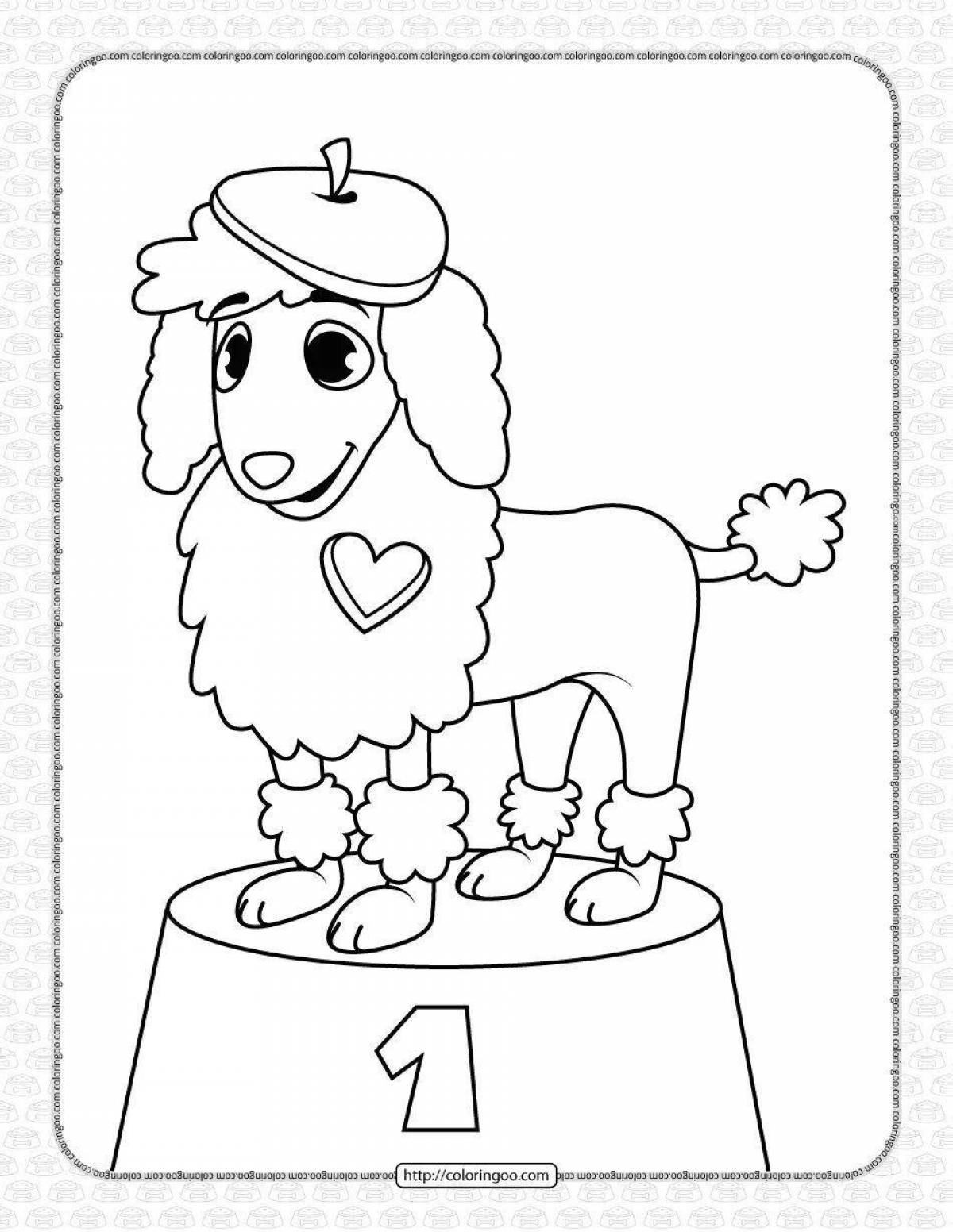 Cute poodle coloring pages for kids