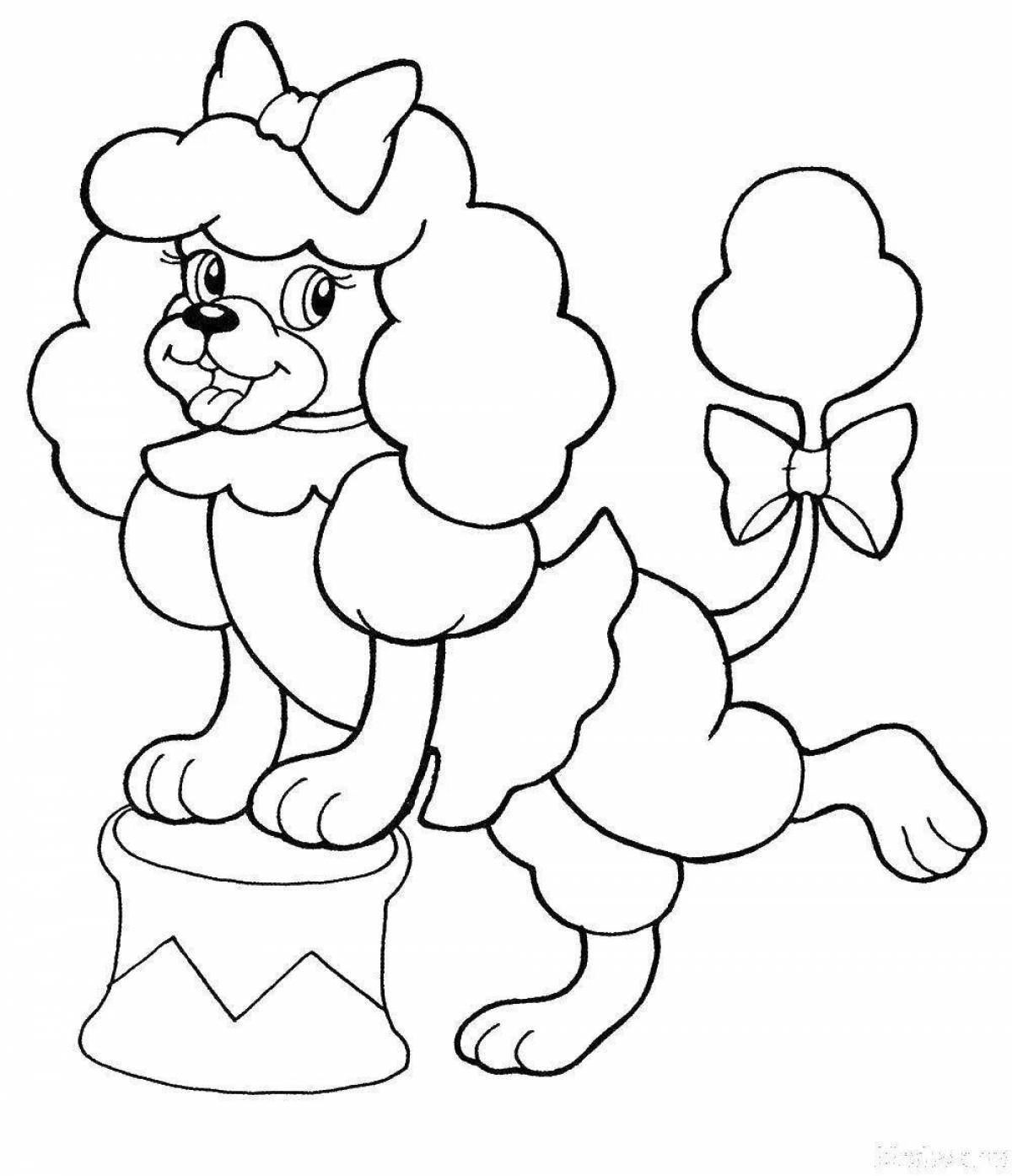 Playful poodle coloring page for kids
