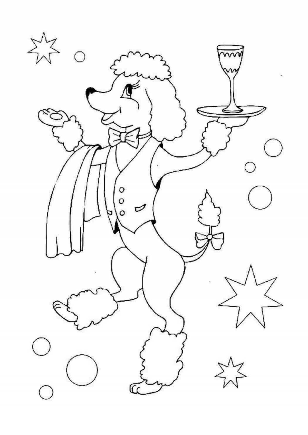 Fancy poodle coloring book for kids