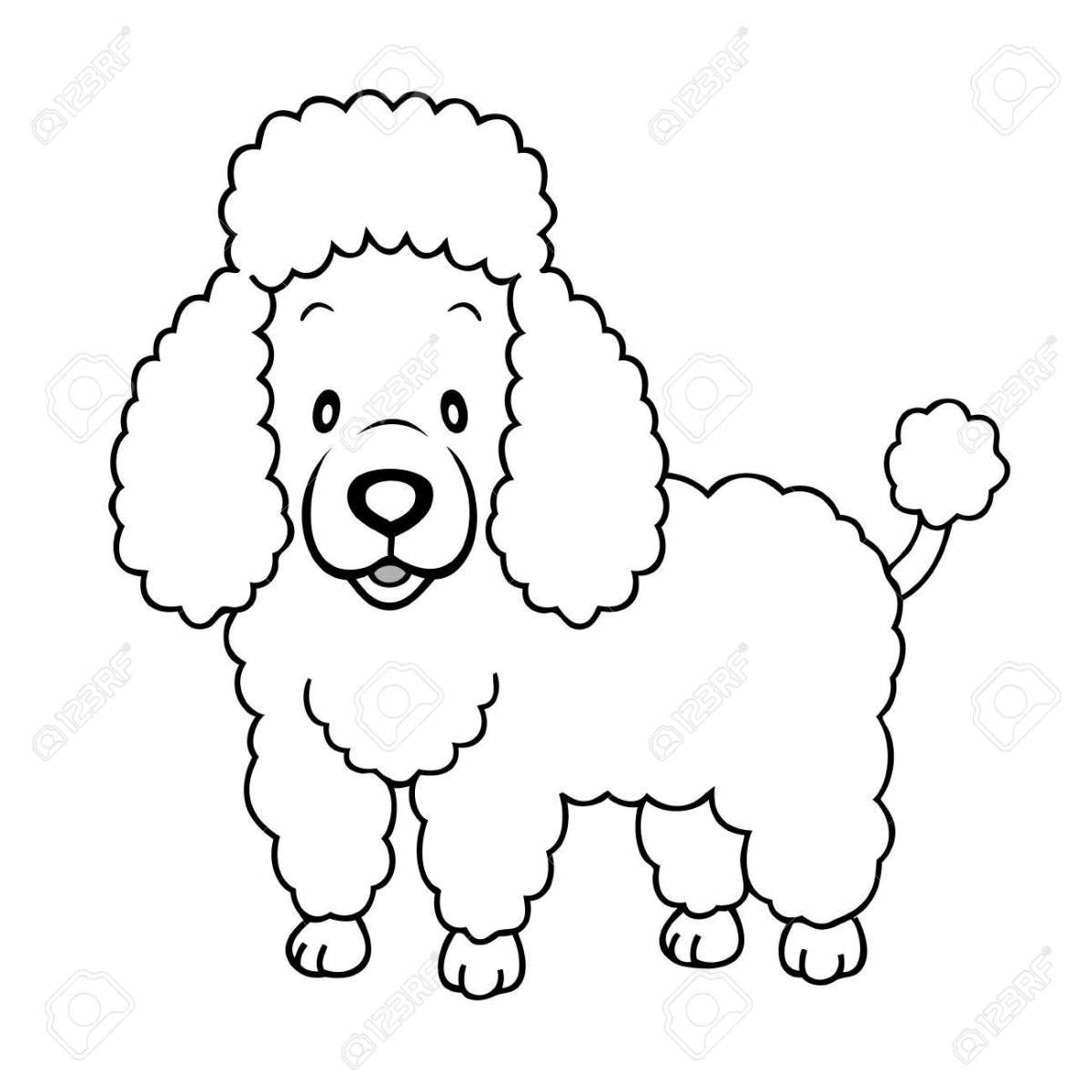 Glowing poodle coloring page for kids