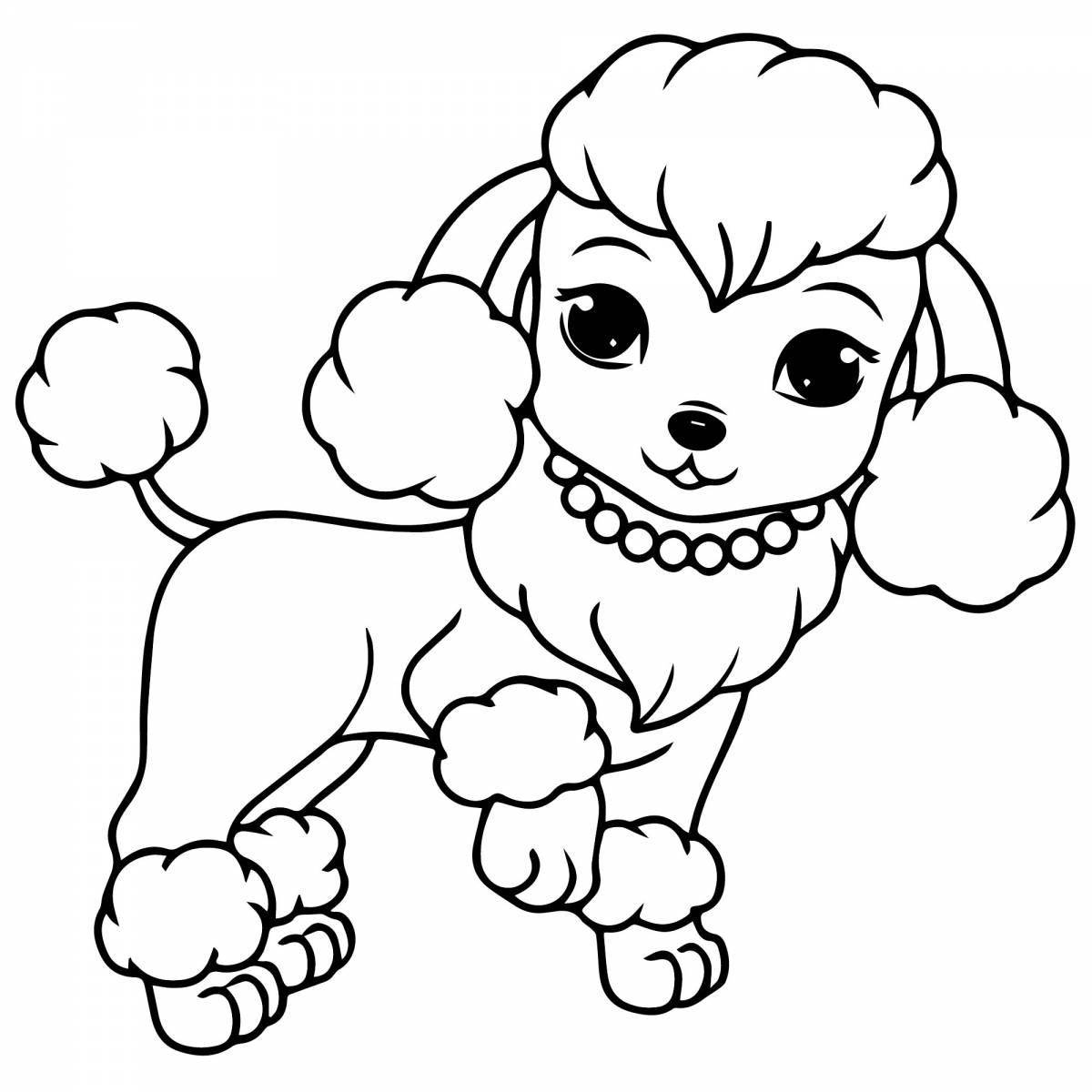 Funny poodle coloring book for kids