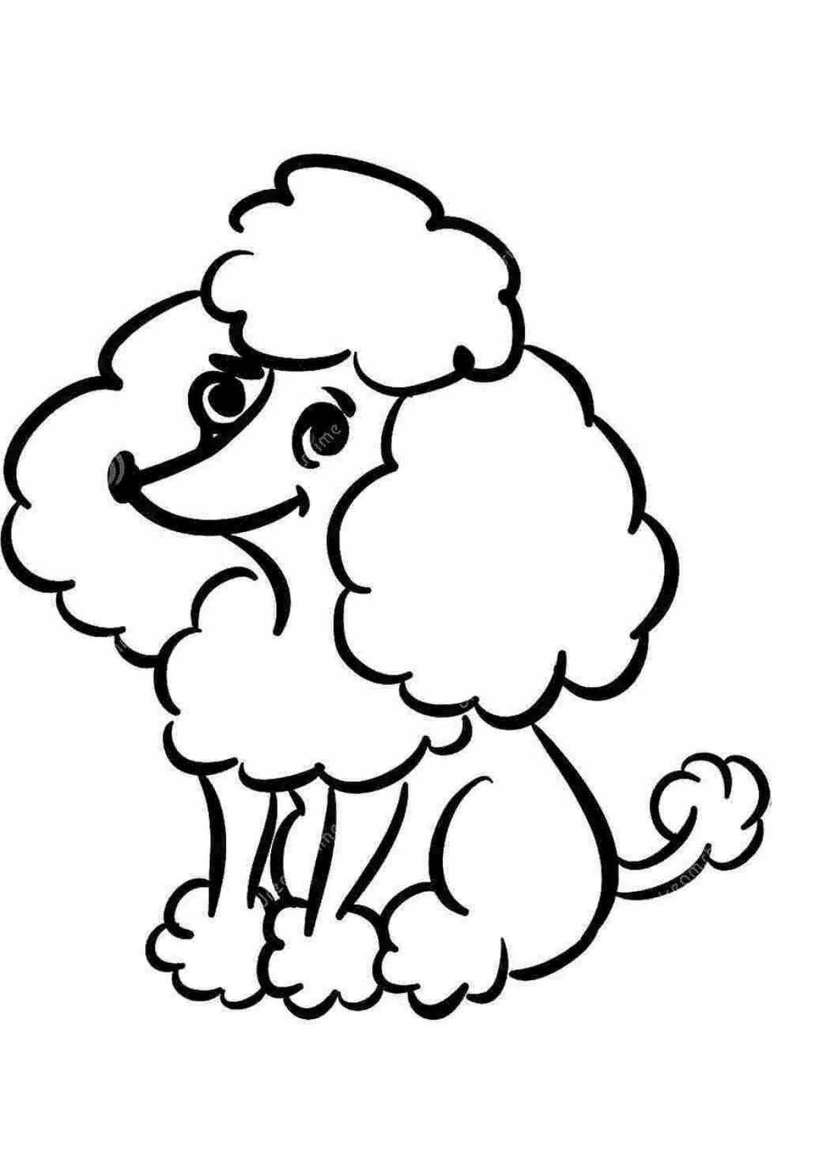 Animated poodle coloring page for kids