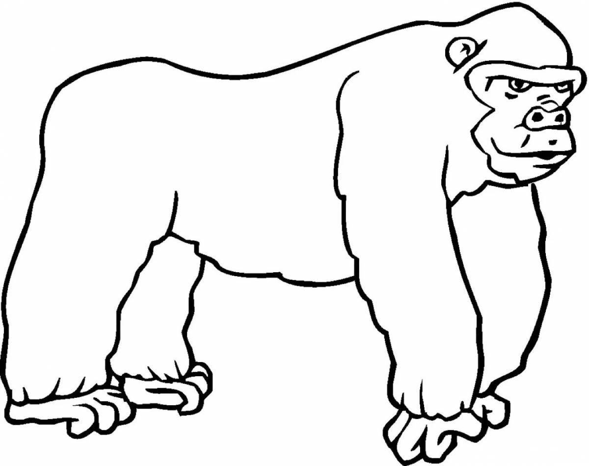 Радостная горилла-раскраска для детей