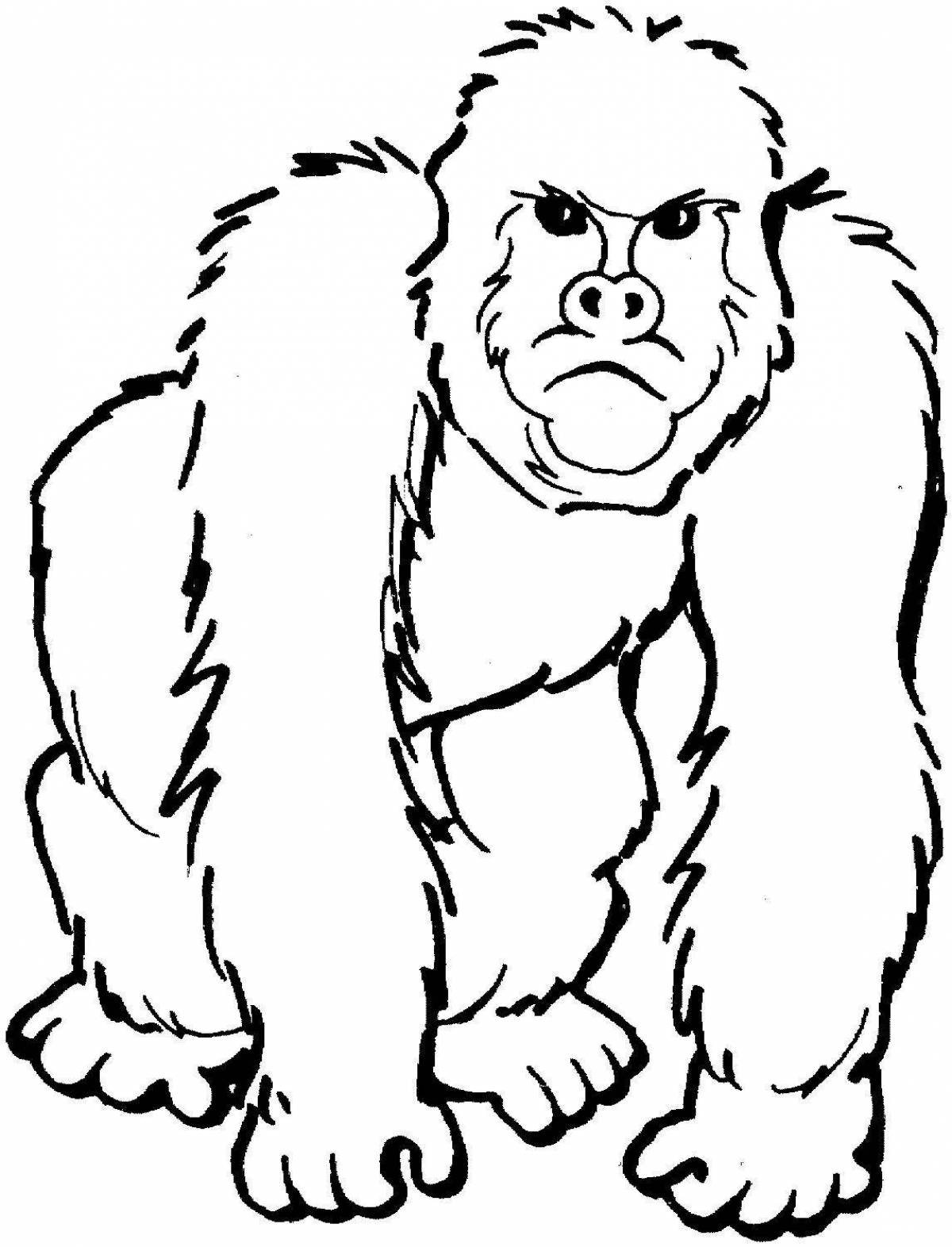 Веселая горилла раскраска для детей