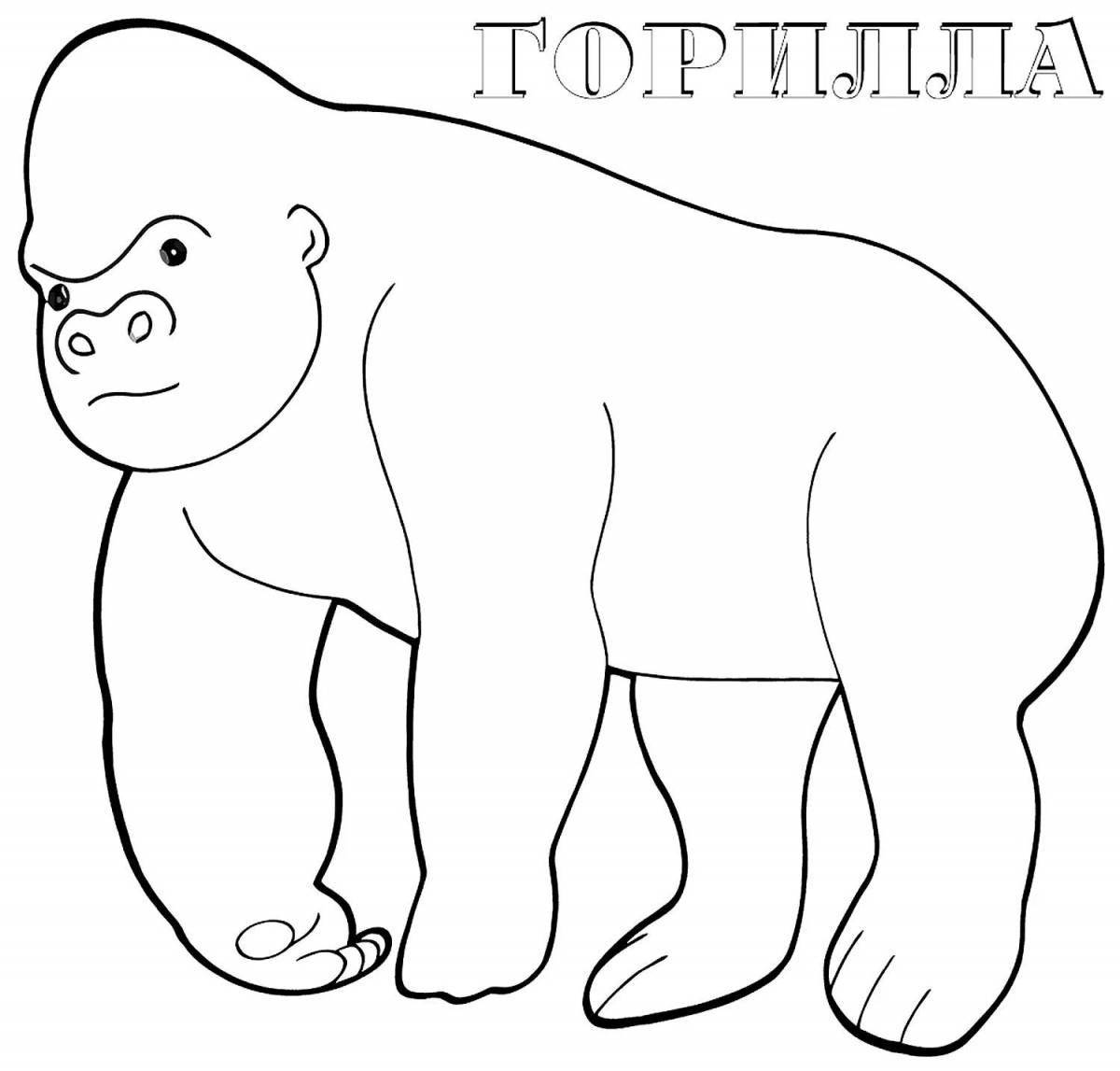 Увлекательная раскраска гориллы для детей