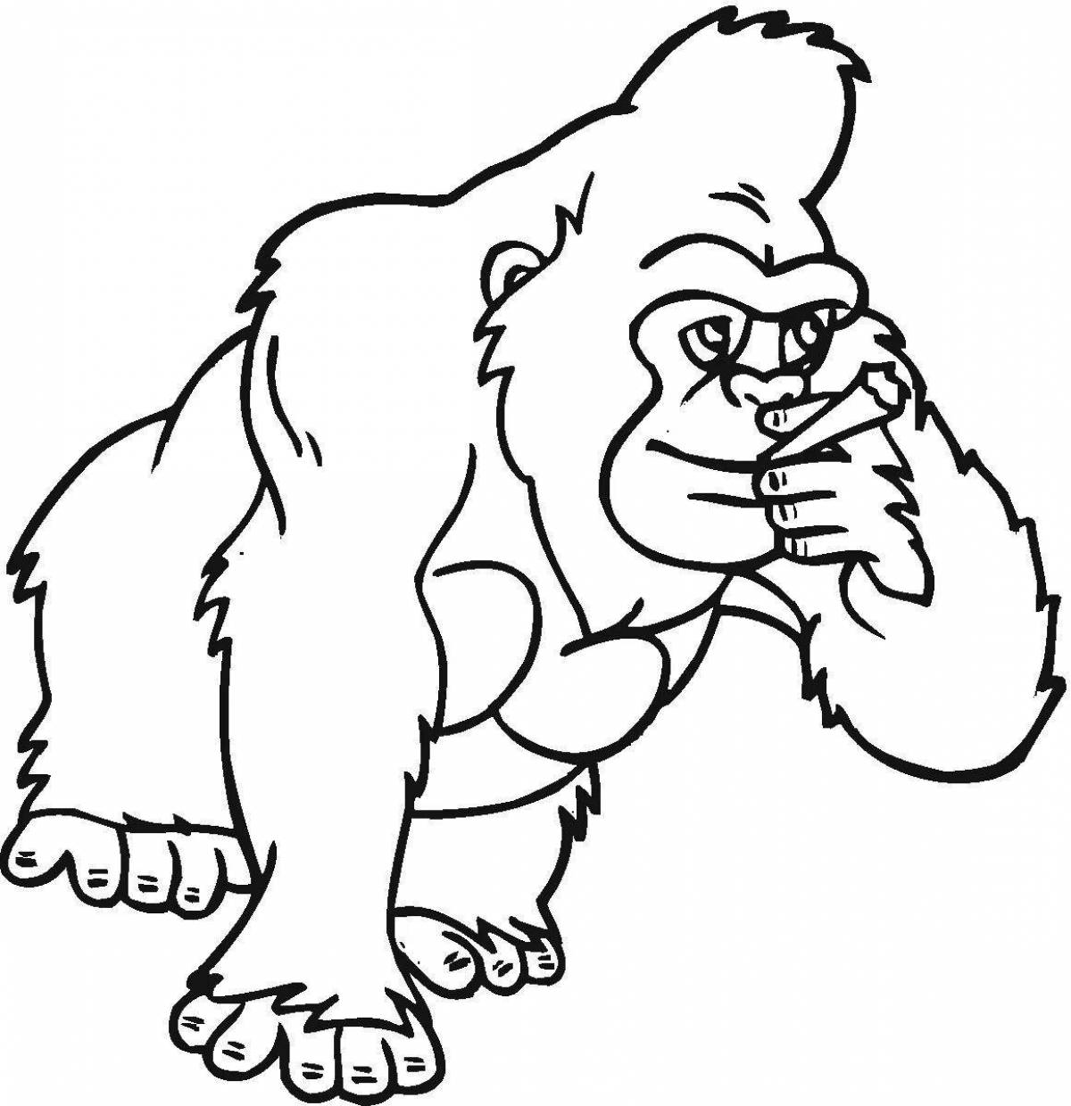Развлекательная раскраска гориллы для детей