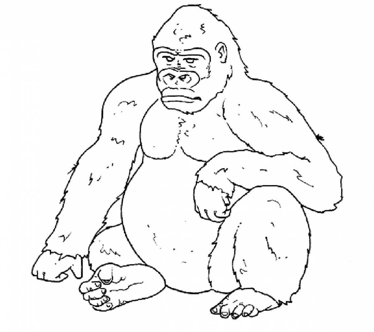 Причудливая горилла-раскраска для детей