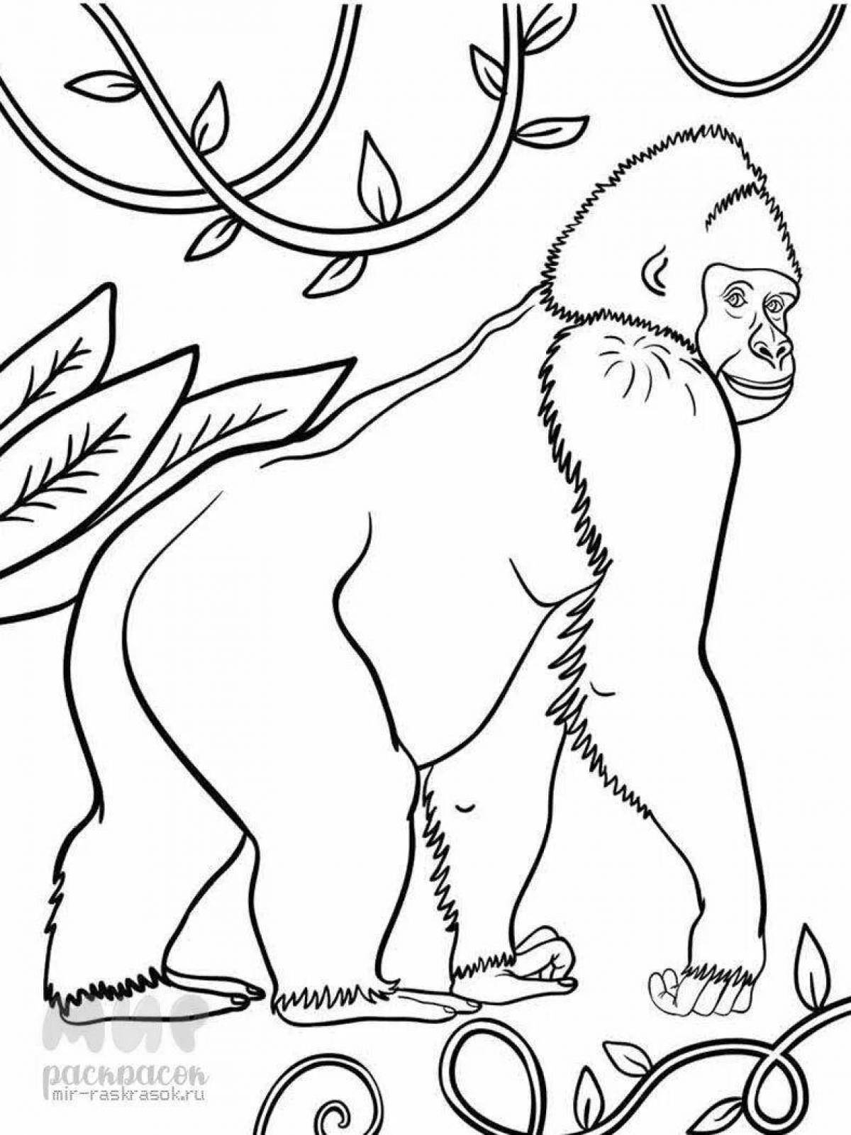 Adorable gorilla coloring book for kids