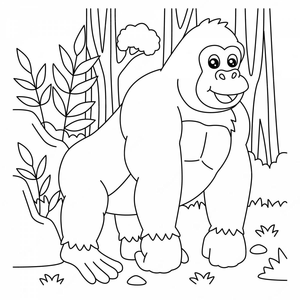 Joyful gorilla coloring book for kids