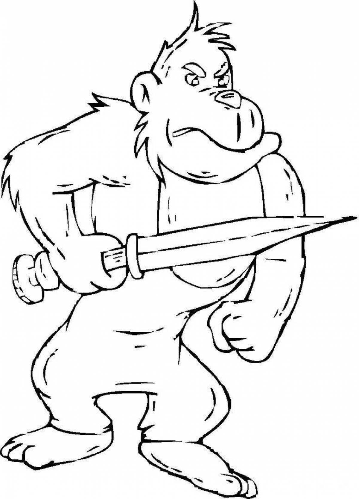 Выдающаяся страница раскраски гориллы для детей