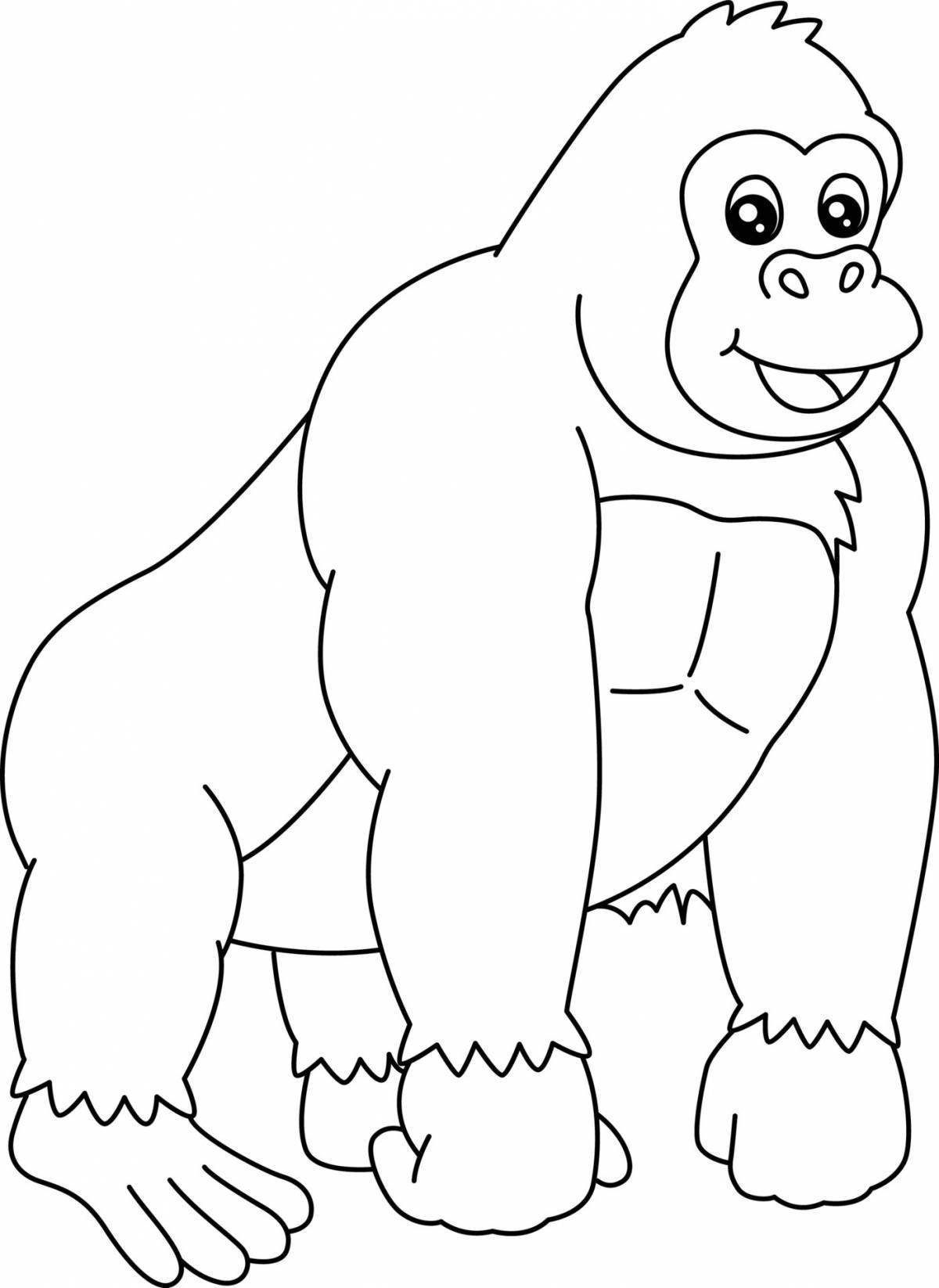 Сказочная горилла-раскраска для детей