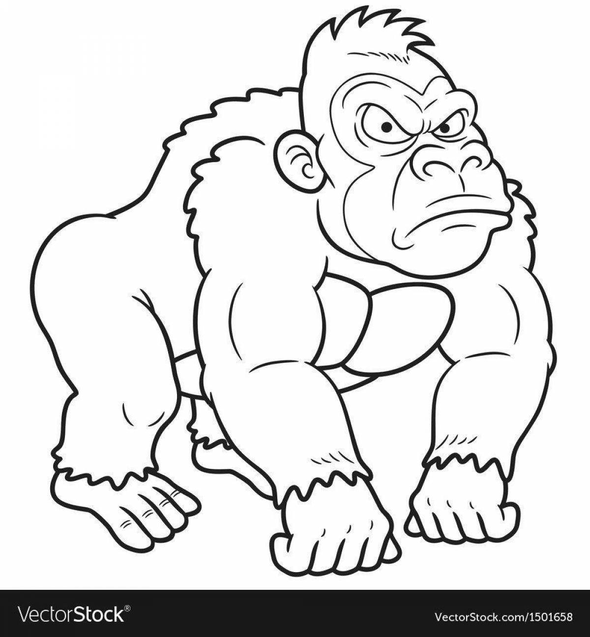 Великолепная горилла-раскраска для детей