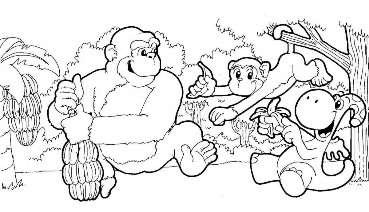 Glorious gorilla coloring for kids