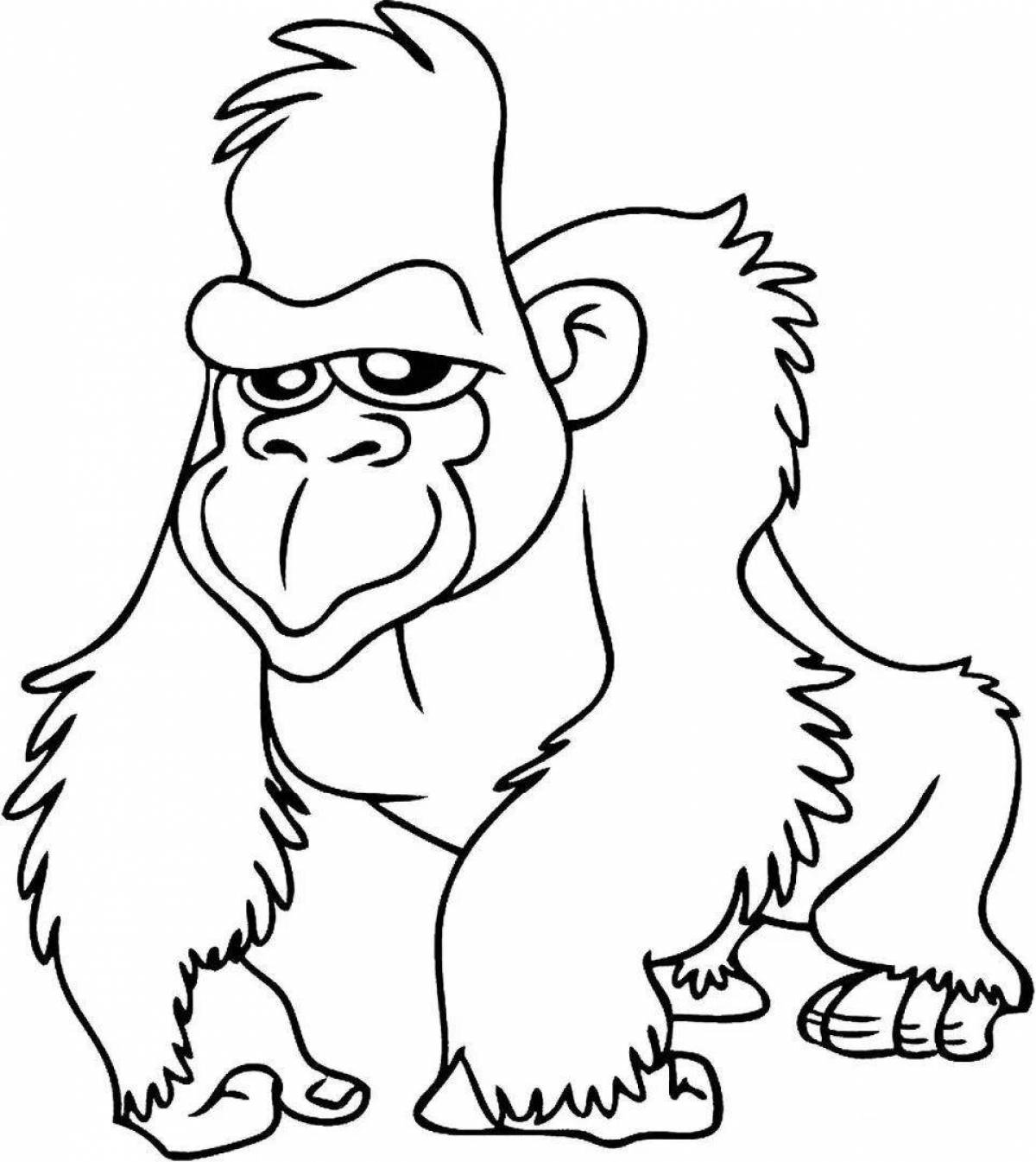 Изысканная горилла-раскраска для детей