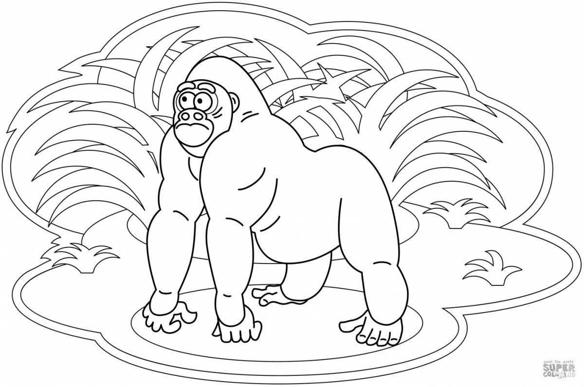 Чудесная горилла-раскраска для детей