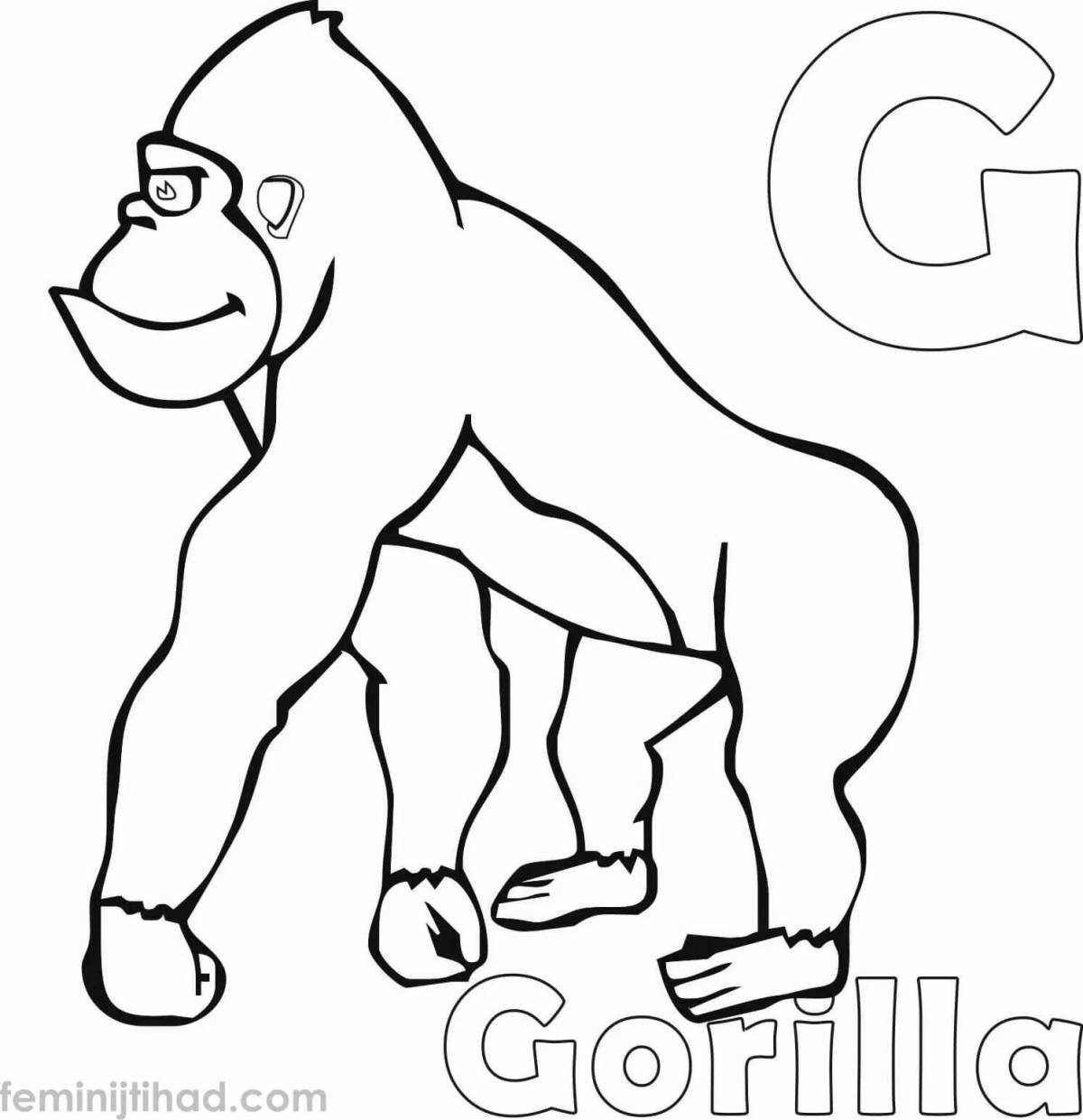 Впечатляющая раскраска гориллы для детей