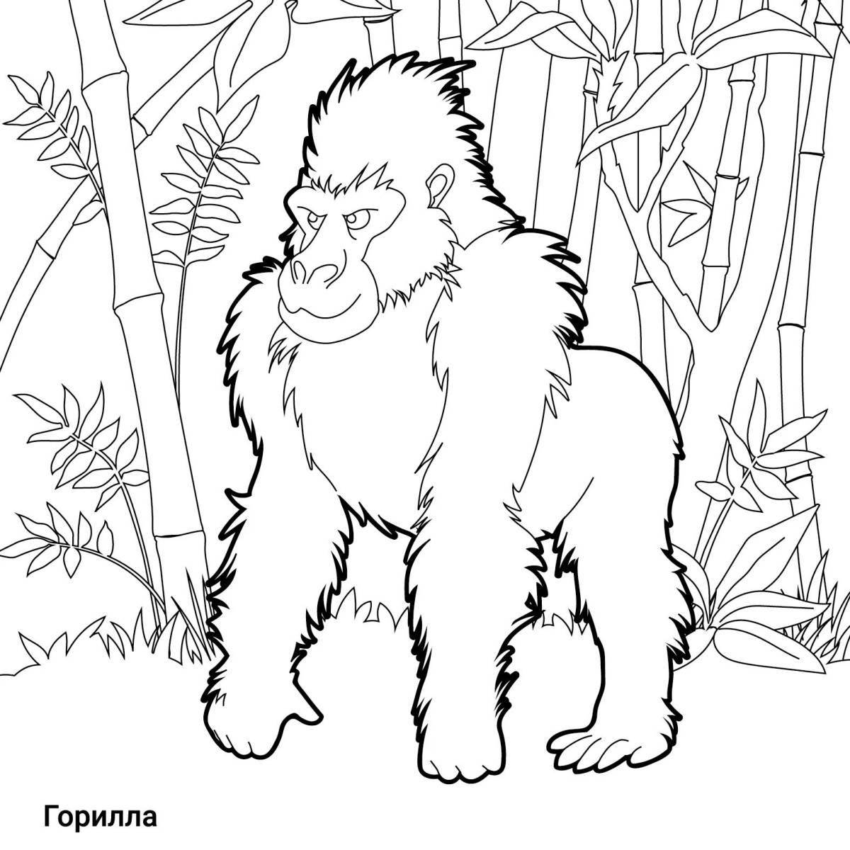 Замечательная горилла-раскраска для детей