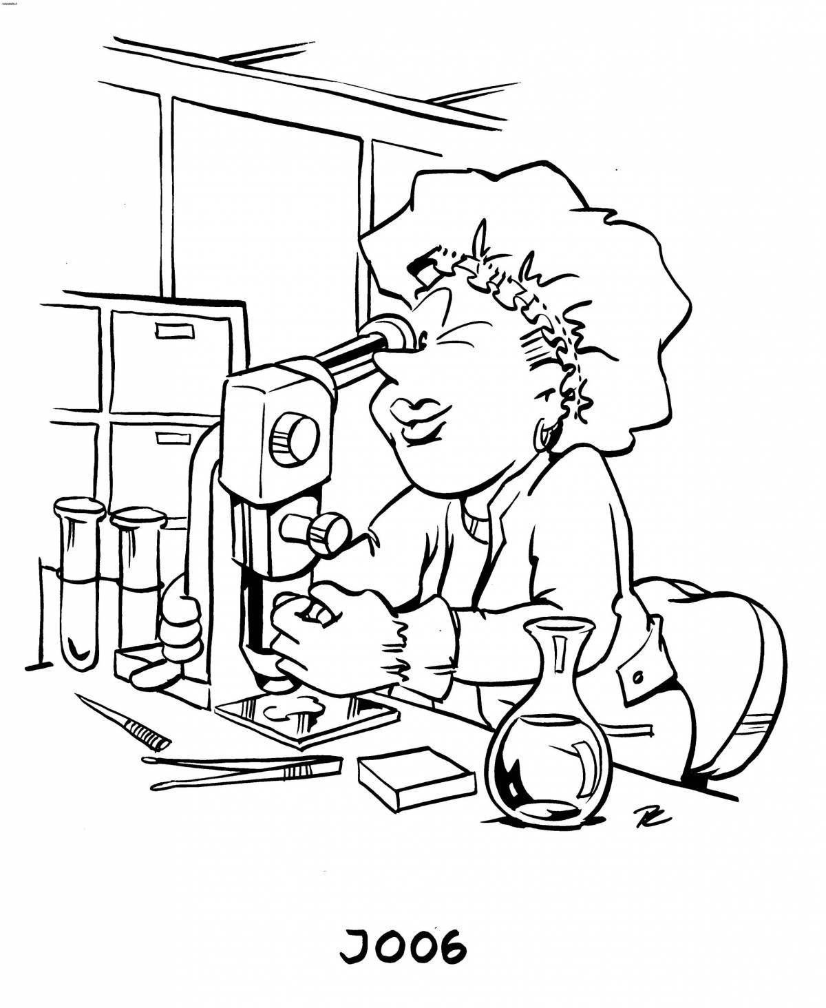 Scientists animated coloring pages for kids
