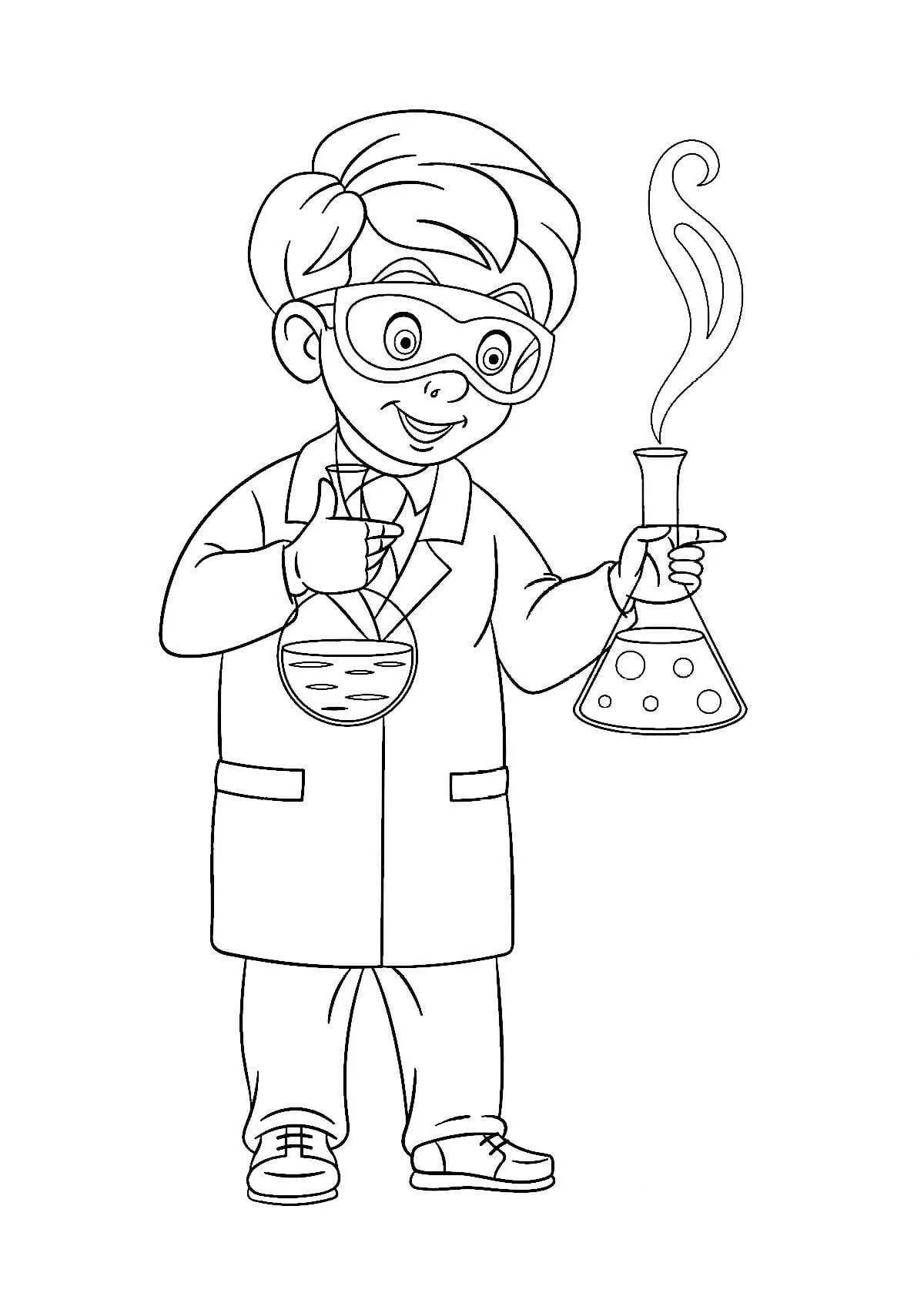 Children's coloring pages for scientists