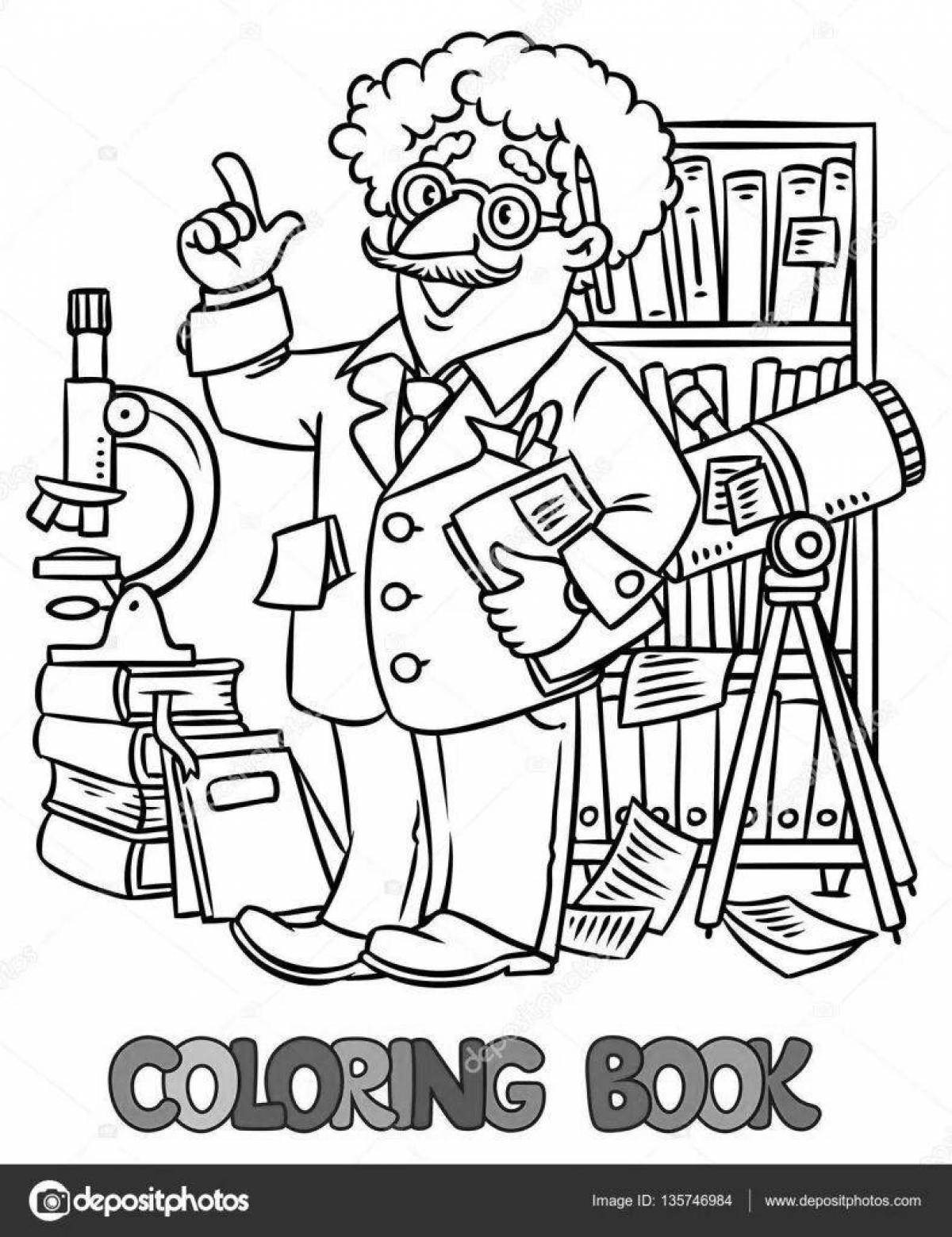 Coloring pages scientists for kids