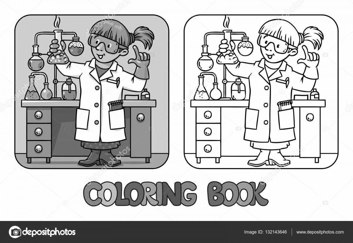 Scientists playful coloring for kids
