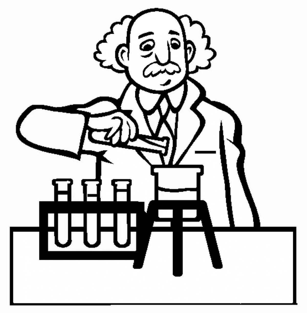 Fun scientist coloring pages for kids