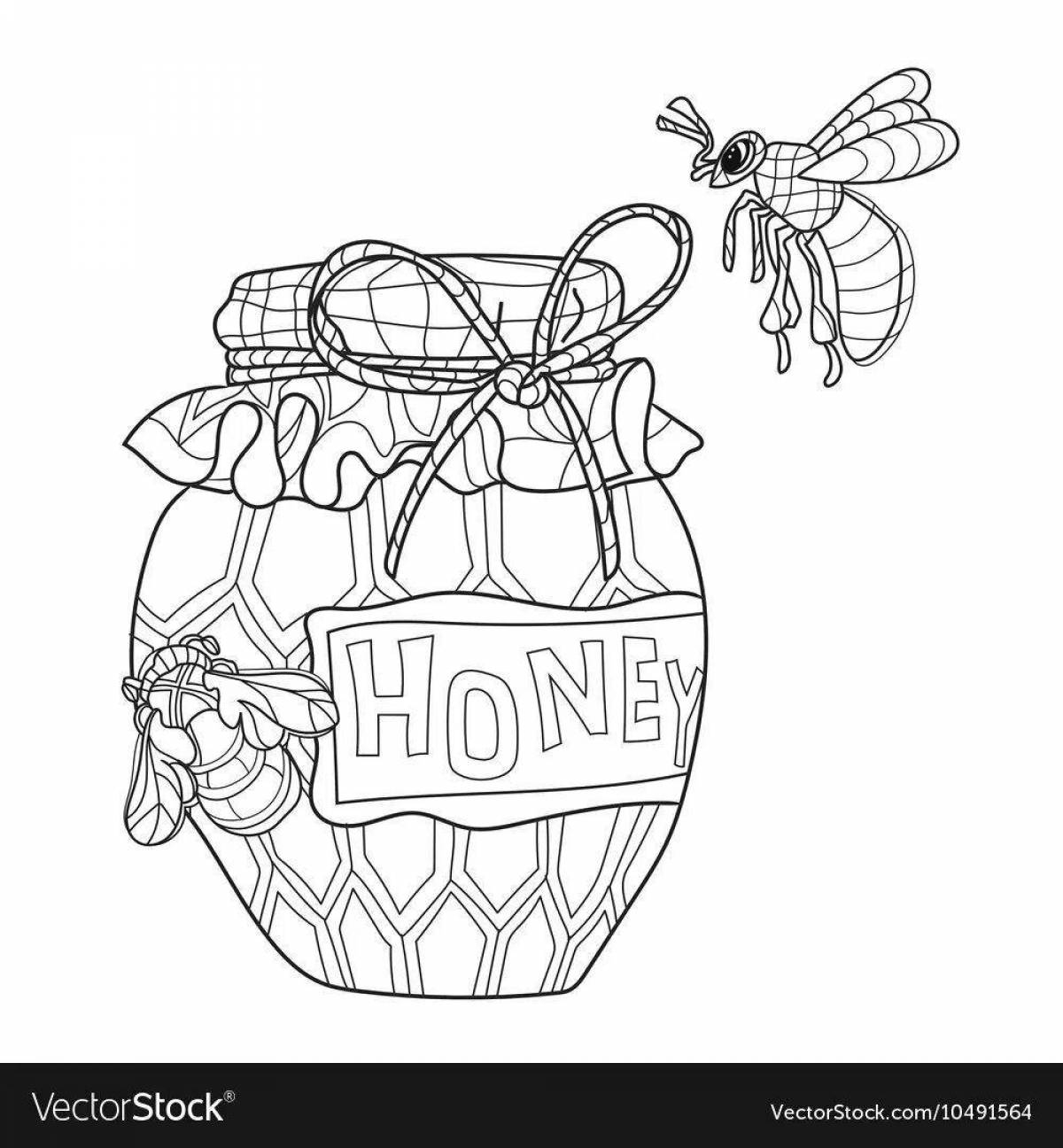 Joyful honey coloring for kids