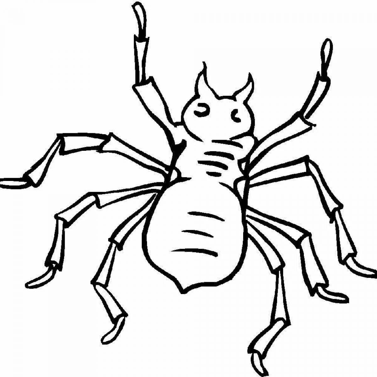 Яркая страница раскраски пауков для самых маленьких