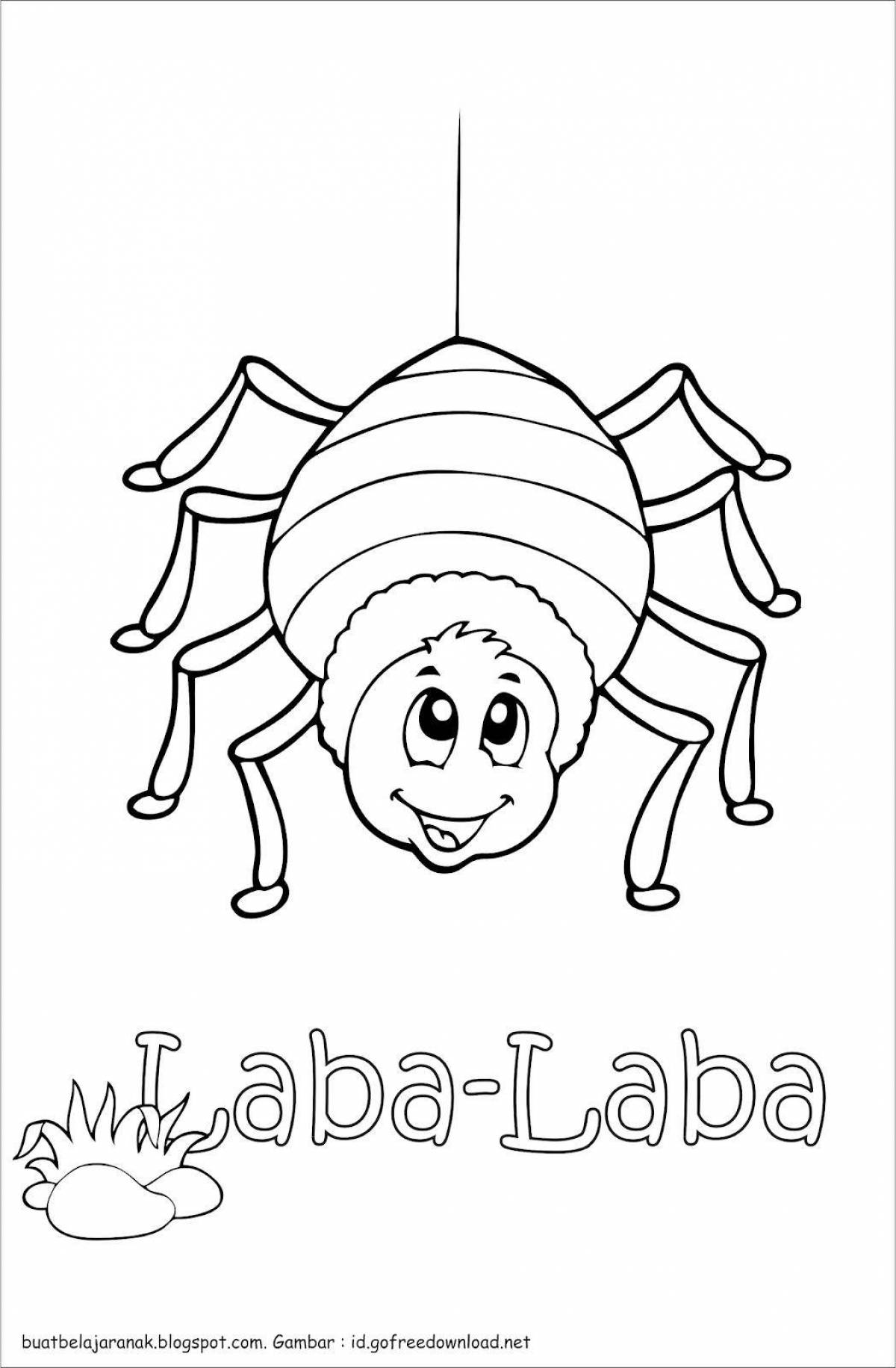 Милая страница раскраски пауков для малышей