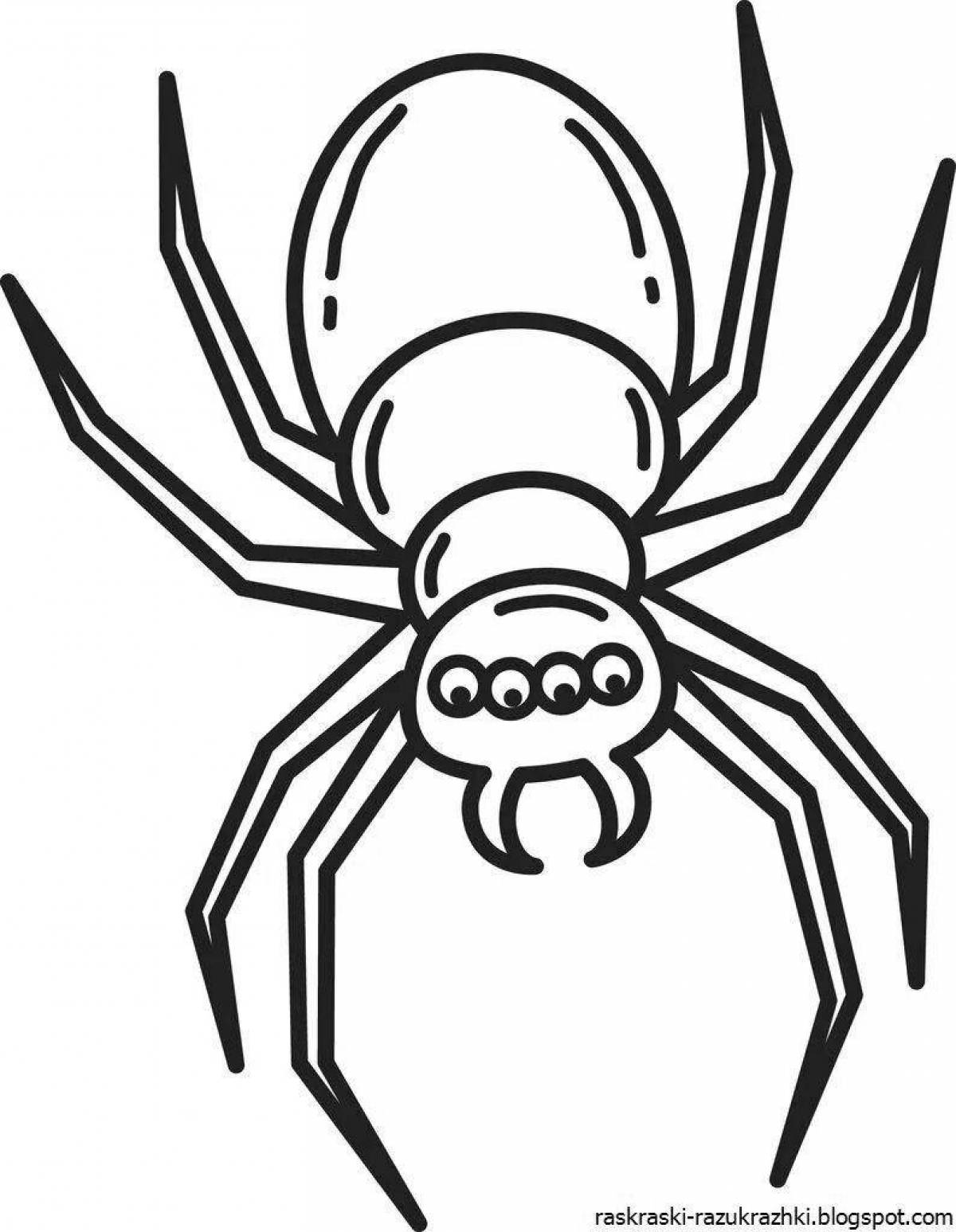Joyful spider coloring for kids
