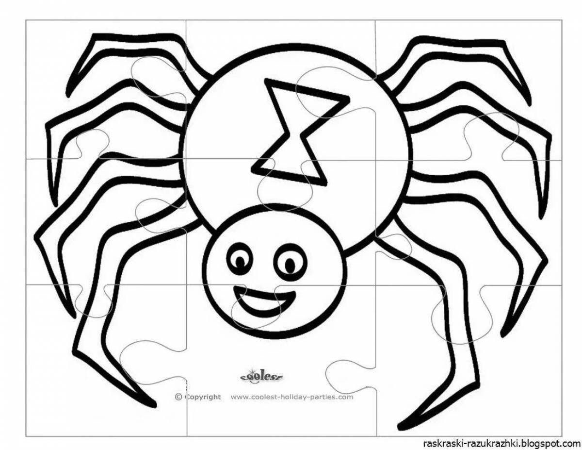 Coloring radiant spider for kids