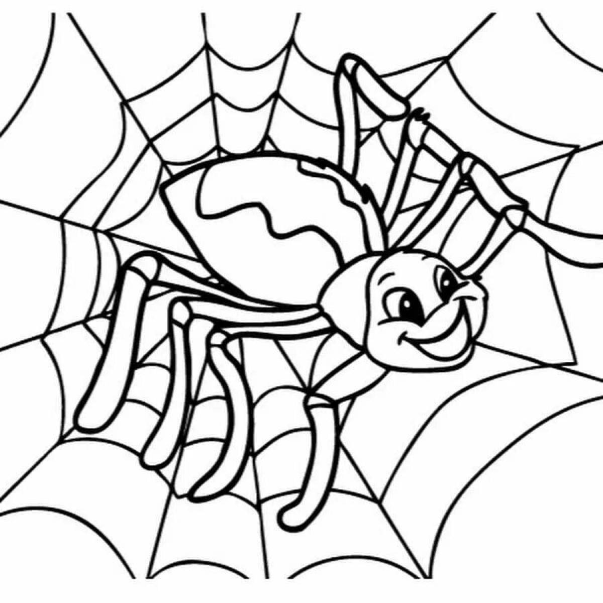 Раскраска очаровательный паук для малышей