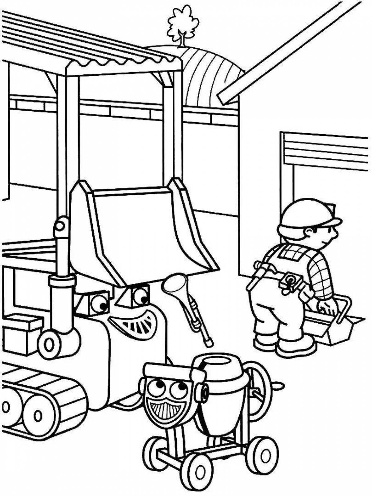 Playful building coloring page for kids