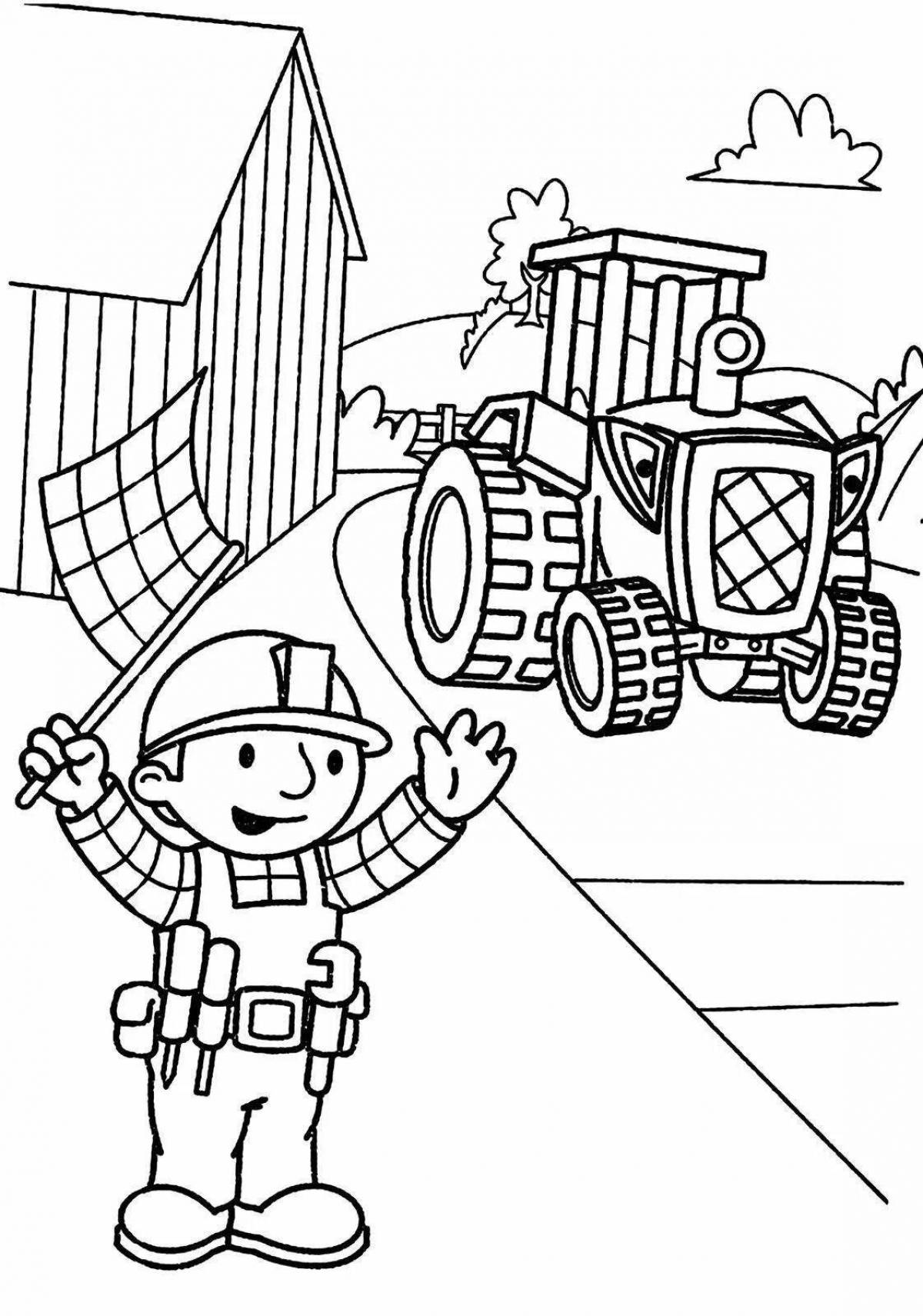Adorable building coloring book for kids