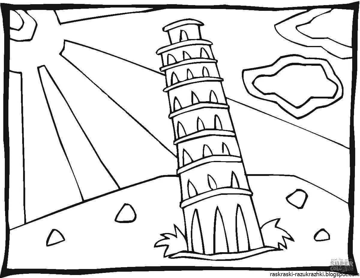 Shiny tower coloring book for kids