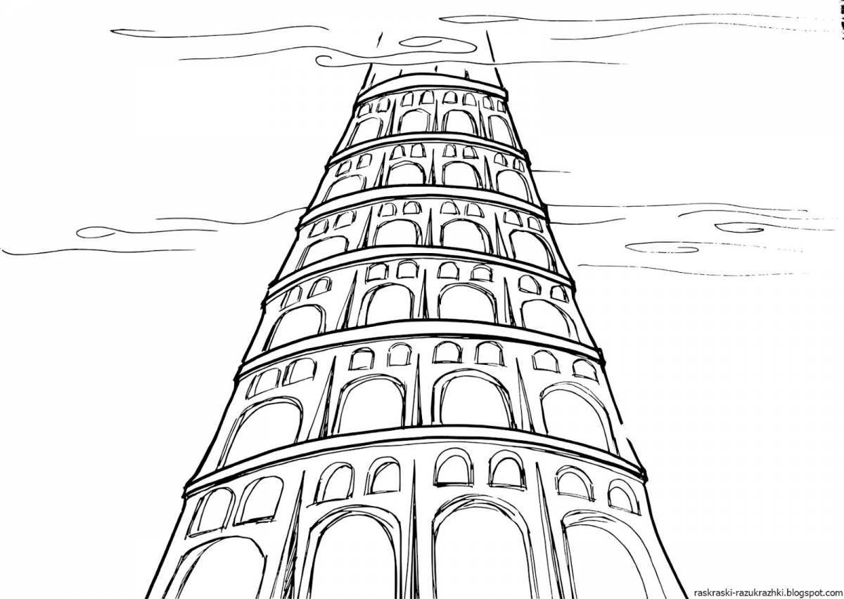 Cute tower coloring for kids