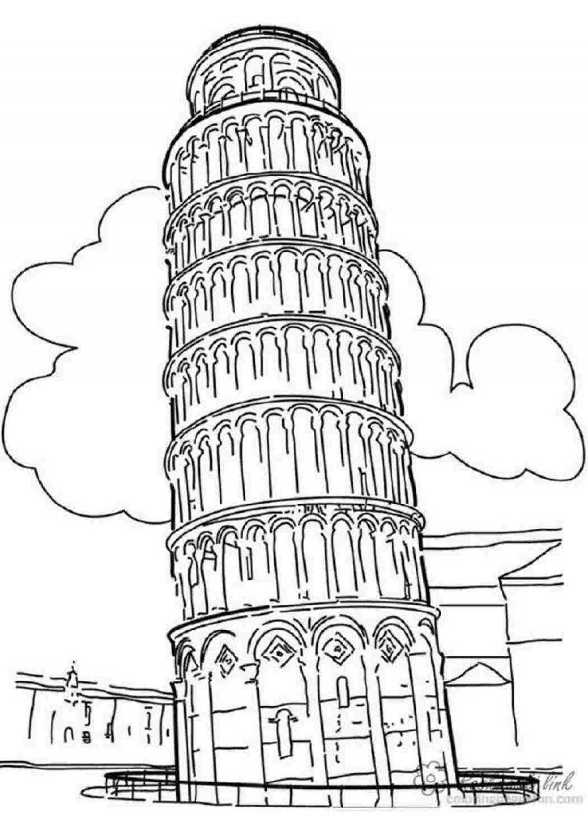 Coloring book happy tower for kids