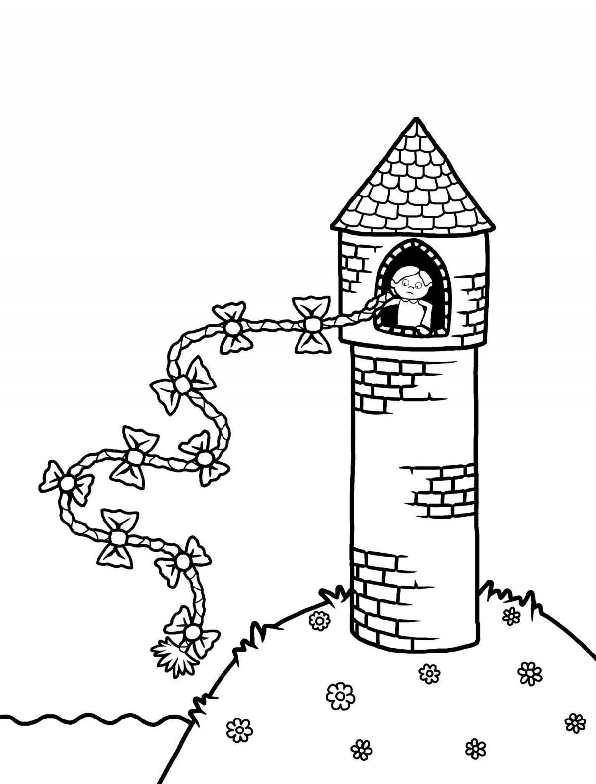 Photo Beautiful tower coloring page for kids